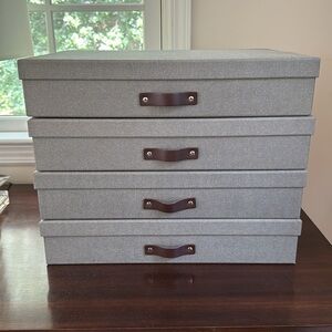 BIGSO BOX OF SWEDEN Marten Document Boxes NWT. Genuine Brown Leather Handles